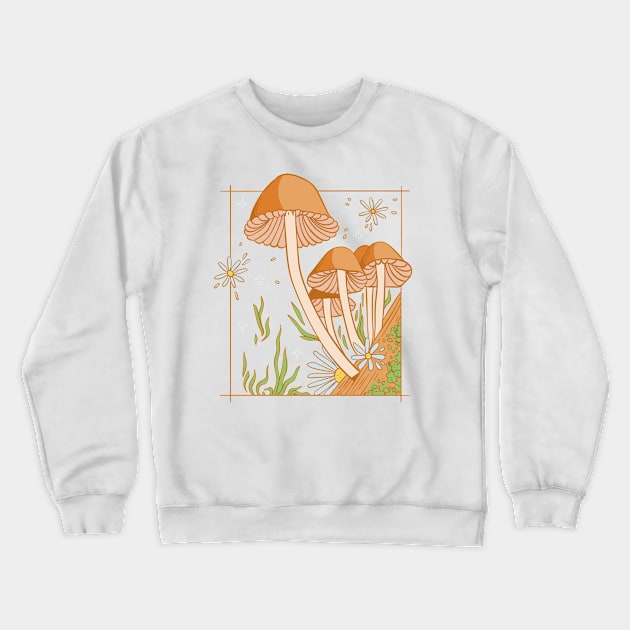 Cottagecore Aesthetic Mushrooms and Frog Crewneck Sweatshirt by DRIPCRIME Y2K